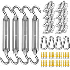Fzeneast Shade Sail Hardware Kit, 6 Inch 304 Marine Grade Stainless Steel Sun Shade Hardware Kit For Triangle/Rectangle/Square Sun Shade Sails Installation (80 Pcs)