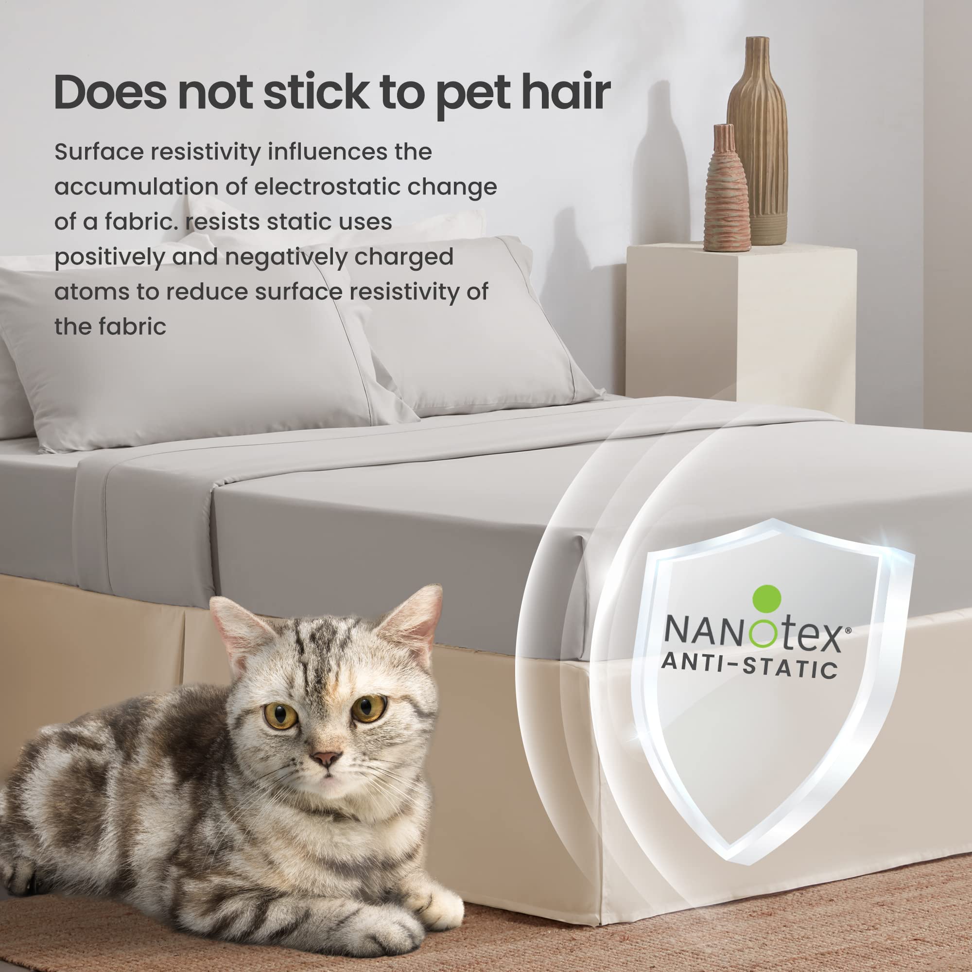 Sleep Zone Pleated Bed Skirts Full Size, 15 Inch Tailored Drop Easy Fit Bedskirt, Anti-Static, Fade Resistant (Full, Black)