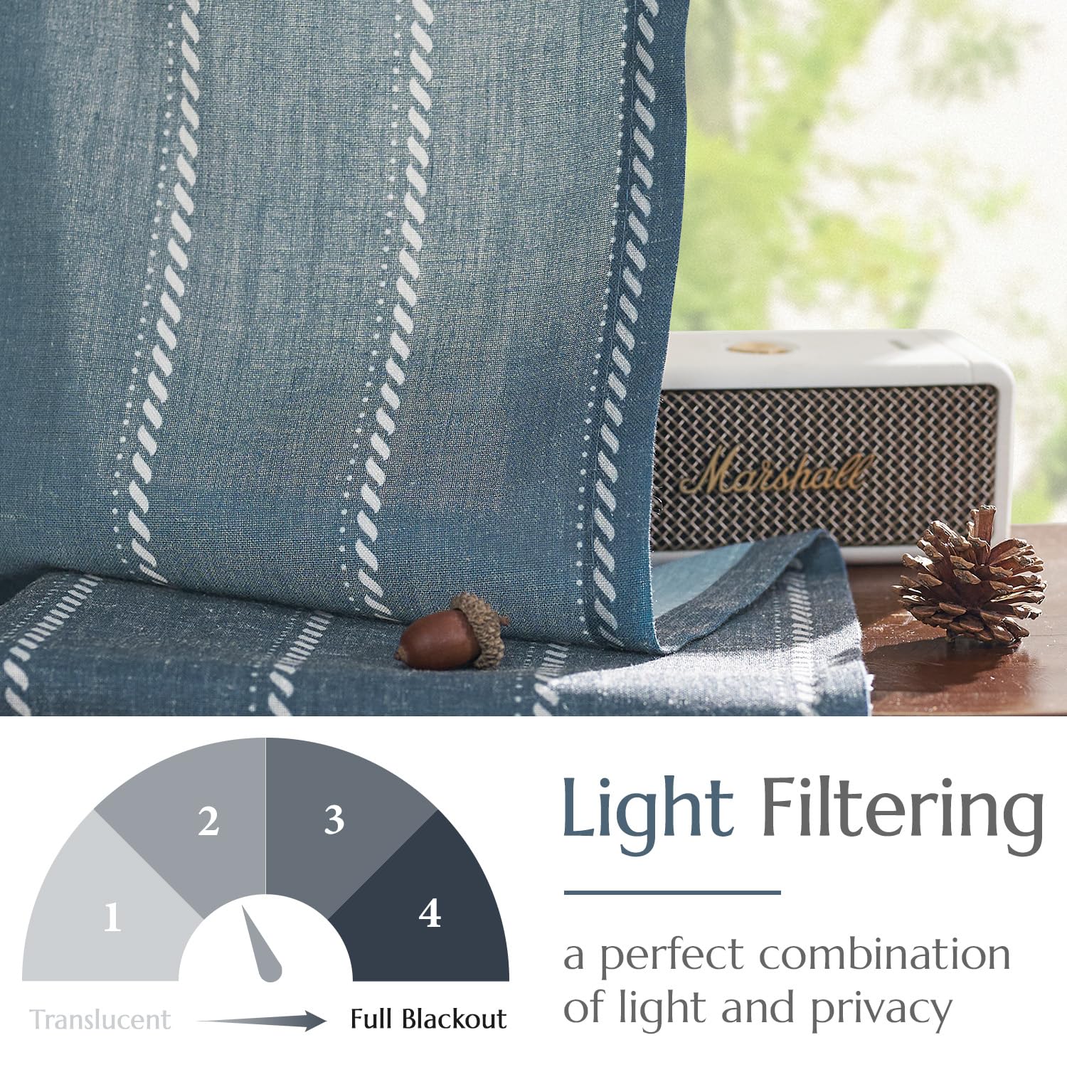 Jinchan Nautical Kitchen Curtains Striped Linen Curtains 36 Inches Farmhouse Tier Curtains Cafe Curtains For Living Room Bathroo