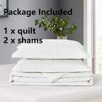 Maple&Stone Quilt Set Queen Size, Lightweight Off-White Bedspread Ultrasonic Chevron Pattern Light Coverlet For All Season Comfo