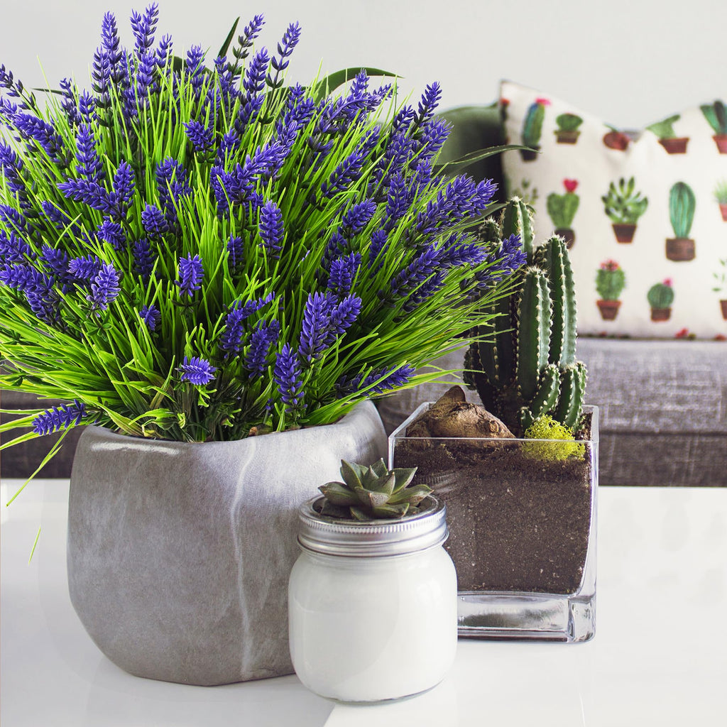 Tstweto Artificial Plants Outdoor, 22 Pcs Fake Flowers Uv Resistant Outdoor Fake Plants, Lavender Artificial Flowers Plastic Fak