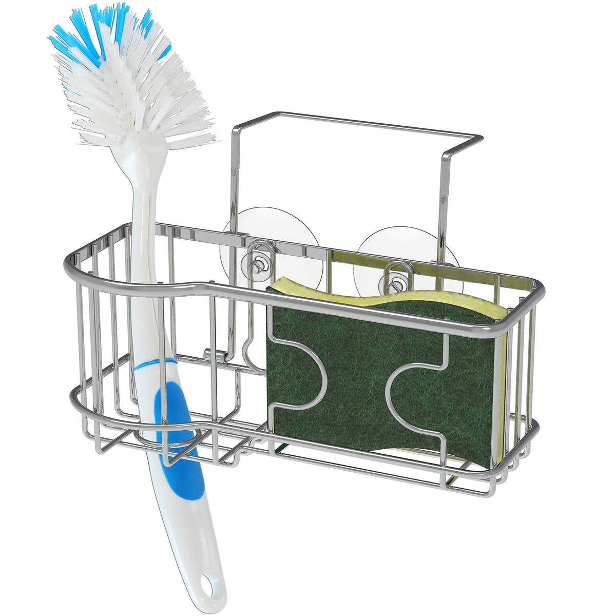 Simple Houseware Kitchen Sink Caddy Organizer for Brush Sponge Holder, Chrome