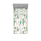 Ambesonne Cactus Fitted Sheet & Pillow Sham Set, Hot South Desert Plant Cacti Pattern Llama Animal Modern Colored Image Print, D