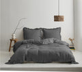 Simple&Opulence 100% Washed French Linen Duvet Cover Set-88'X92' Queen Size-3 Pieces Boho Vintage Ruffled Farmhouse Bedding 1