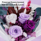 Preserved Flowers Bouquets, Purple Flowers, Flowers For Delivery Prime, Natural Real Long Lasting Roses And Flowers, Rose Bouque