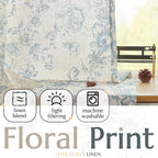 Jinchan Linen Blend Curtains Floral Curtains For Living Room 108 Inch Length Blue Printed Curtains Rod Pocket Back Tab Farmhouse Peony Flower Patterned Drapes Bedroom Window Curtain Set 2 Panels