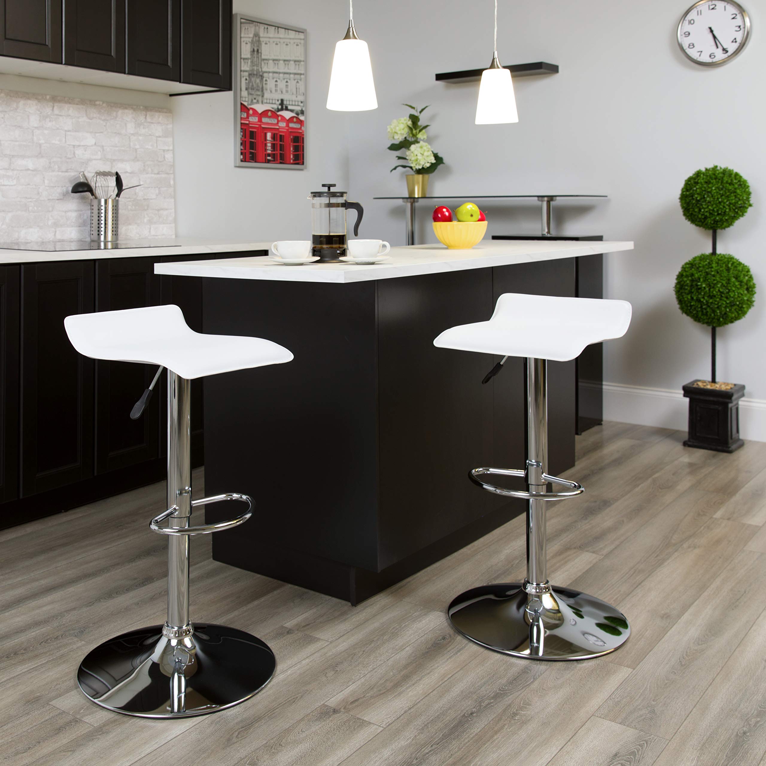 Contemporary Vinyl Adjustable Height Barstool With Chrome Base