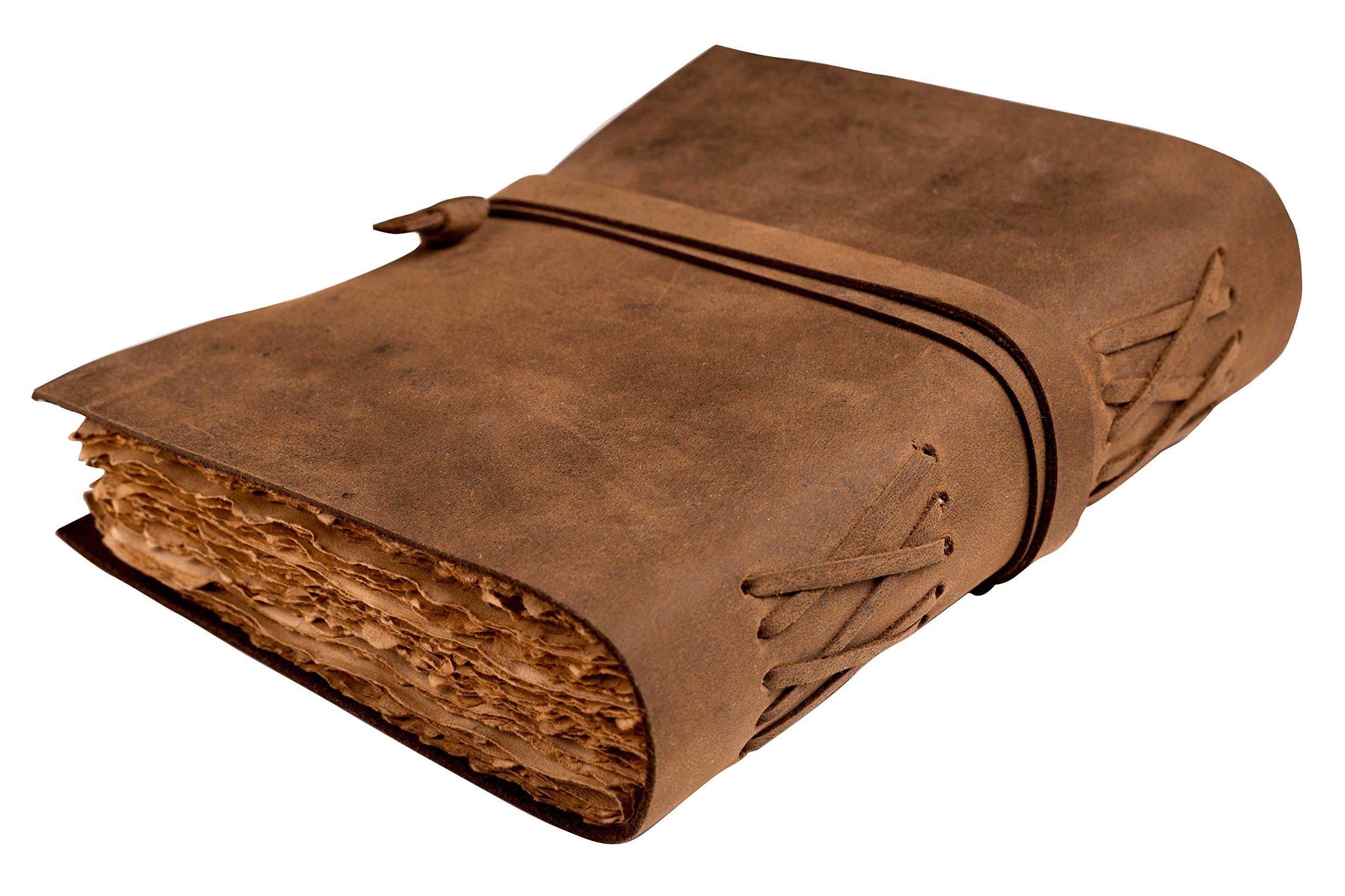 Nomadcraftsco. Leather Journal-Vintage Leatherbound Journal - Handmade Antique Deckle Edge Paper - Leather Sketchbook - Book Of