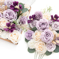 Lings Moment Elegant Lilac&Cream Artificial Wedding Flowers Purple Decoration for Wedding Bouquets Centerpieces Flower Arrangem