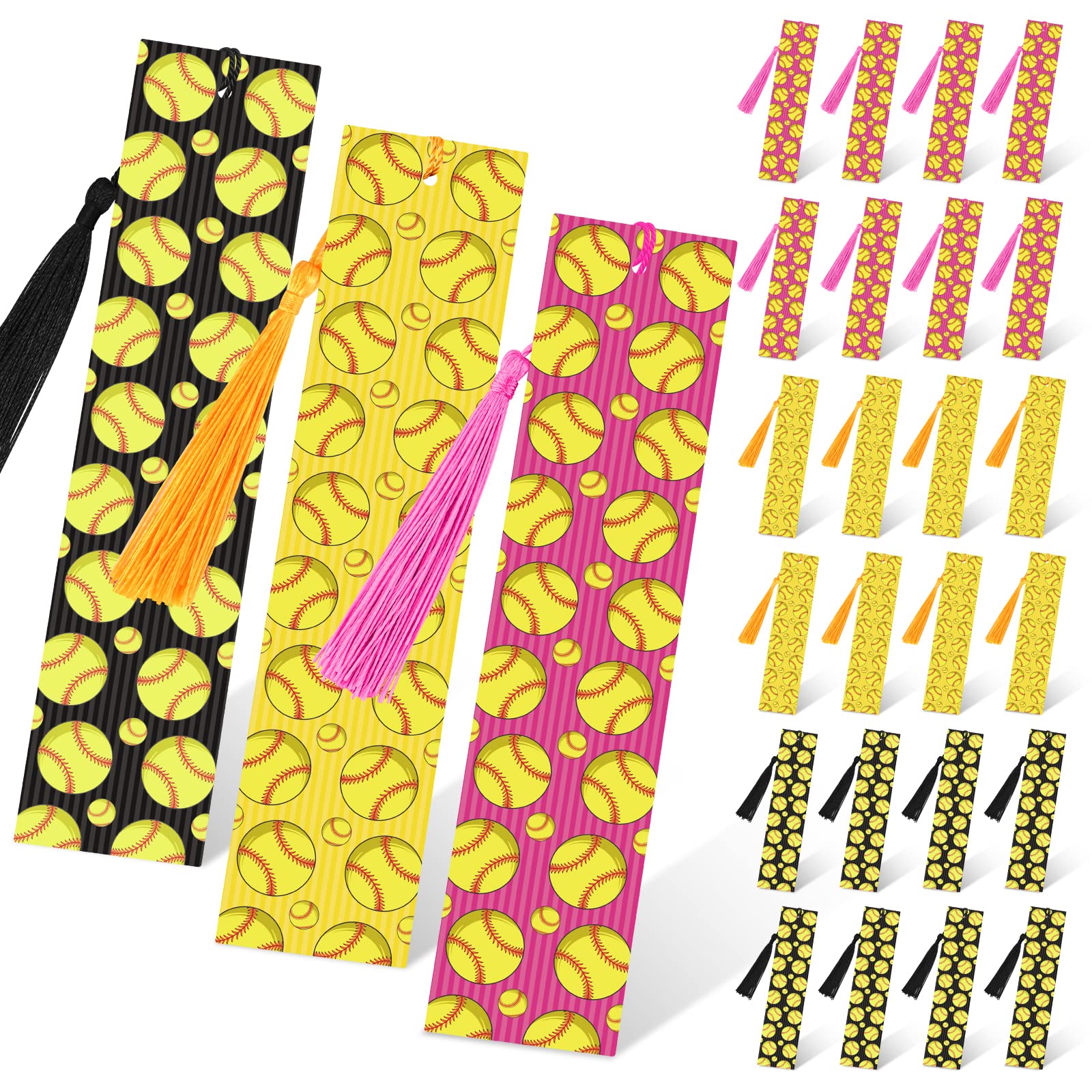 Softball Party Favors 24 Pcs Softball Bookmarks with Tassels Reading Bookmarks Gift for Teacher Student Kids Classroom School Of