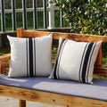 Onway Outdoor Pillow Covers Waterproof 16X16 Set Of 2 Decorative Linen Throw Pillow Cover Beige And Black Striped Outdoor Pillow