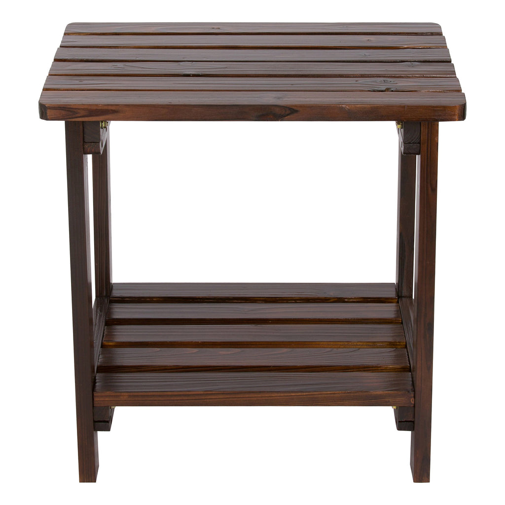 Shine Company Providence Rectangular Solid Wood Table, Outdoor Adirondack Small Patio Table – Burnt Brown