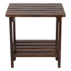 Shine Company Providence Rectangular Solid Wood Table, Outdoor Adirondack Small Patio Table – Burnt Brown