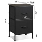 Wlive Nightstand Set Of 2, 2 Drawer Dresser For Bedroom, Small Dresser With 2 Drawers, Bedside Furniture, Night Stand, End Table With Fabric Bins For Bedroom, Dorm, Charcoal Black, Size L