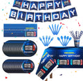 162CT Video Game Party Supplies Include Video Game Paper Plates, Cups, Straw, Napkins, Spoon, Fork, knives Table Cover Banner, V