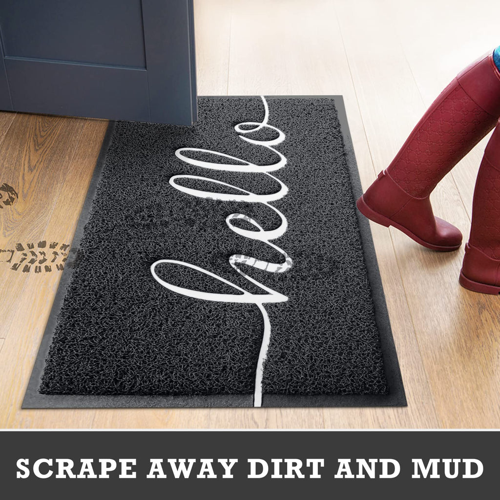 Cozybounty Door Mat Hello Mats Outdoor Indoor Non-Slip Doormat For Entryway Low-Profile Floor Mat For Yard, Garage, High Traffic