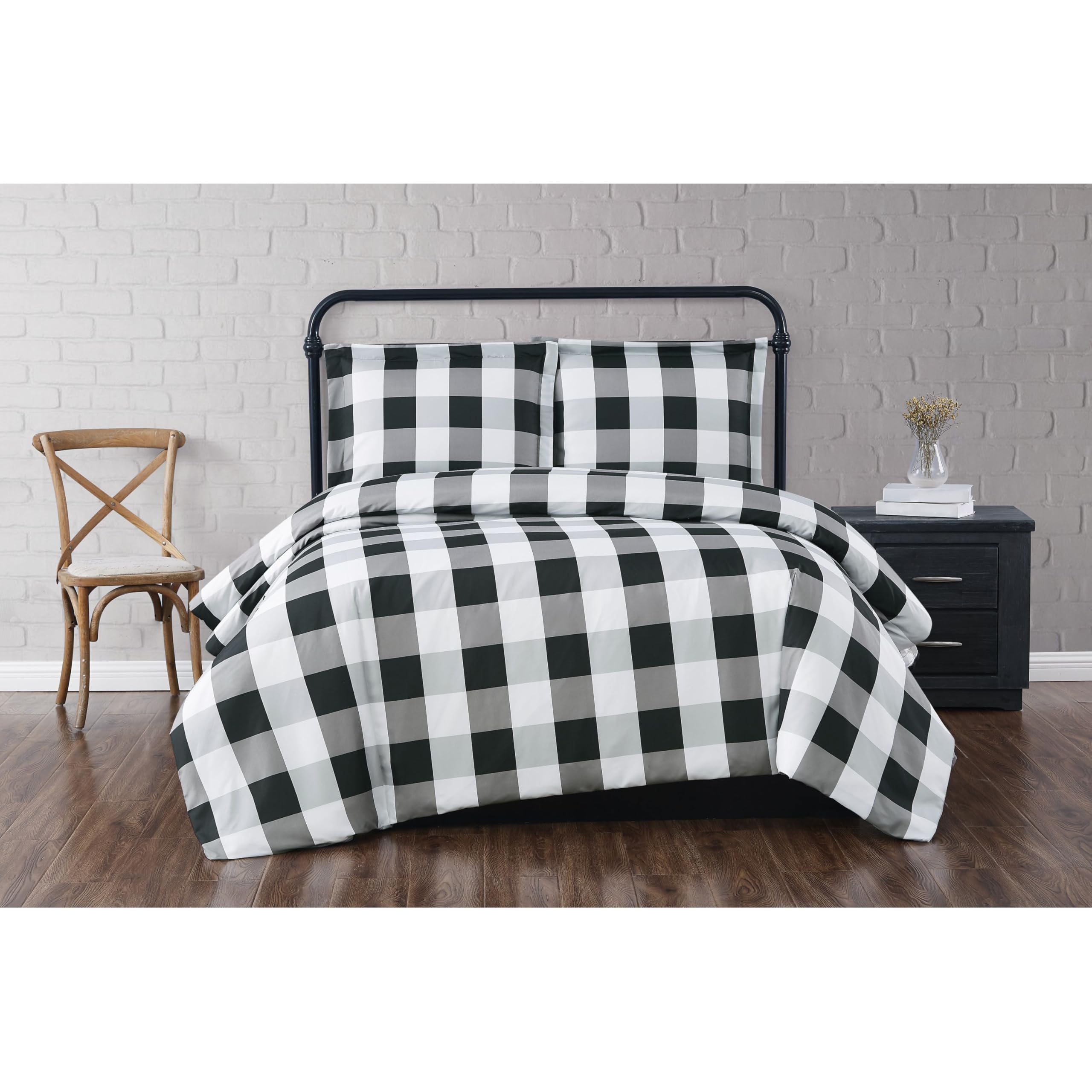 Truly Soft Everyday Buffalo Plaid Black Twin Xl Comforter Set