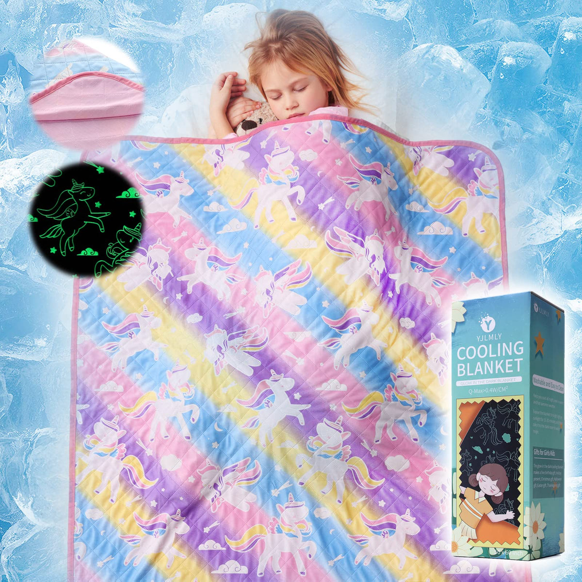 Yjlmly Glow In The Dark Blanket Gifts For Girls Kids Throw Luminous Blanket Soft Flannel Blanket Toys For 1-10 Year Old Girls,Th