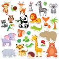 MARFOREVER 50 PCS Jungle Animals Window Gel Clings Stickers Removable and Reusable Window Clings Decals Thick Gel Clings for Adu