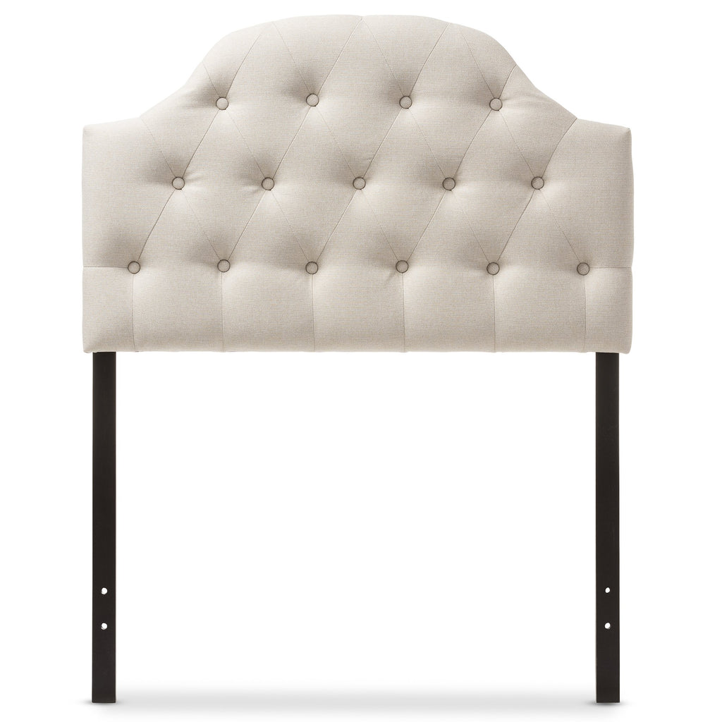 Baxton Studio Morris Modern And Contemporary Queen Size White Faux Leather Upholstered Button-Tufted Scalloped Headboard