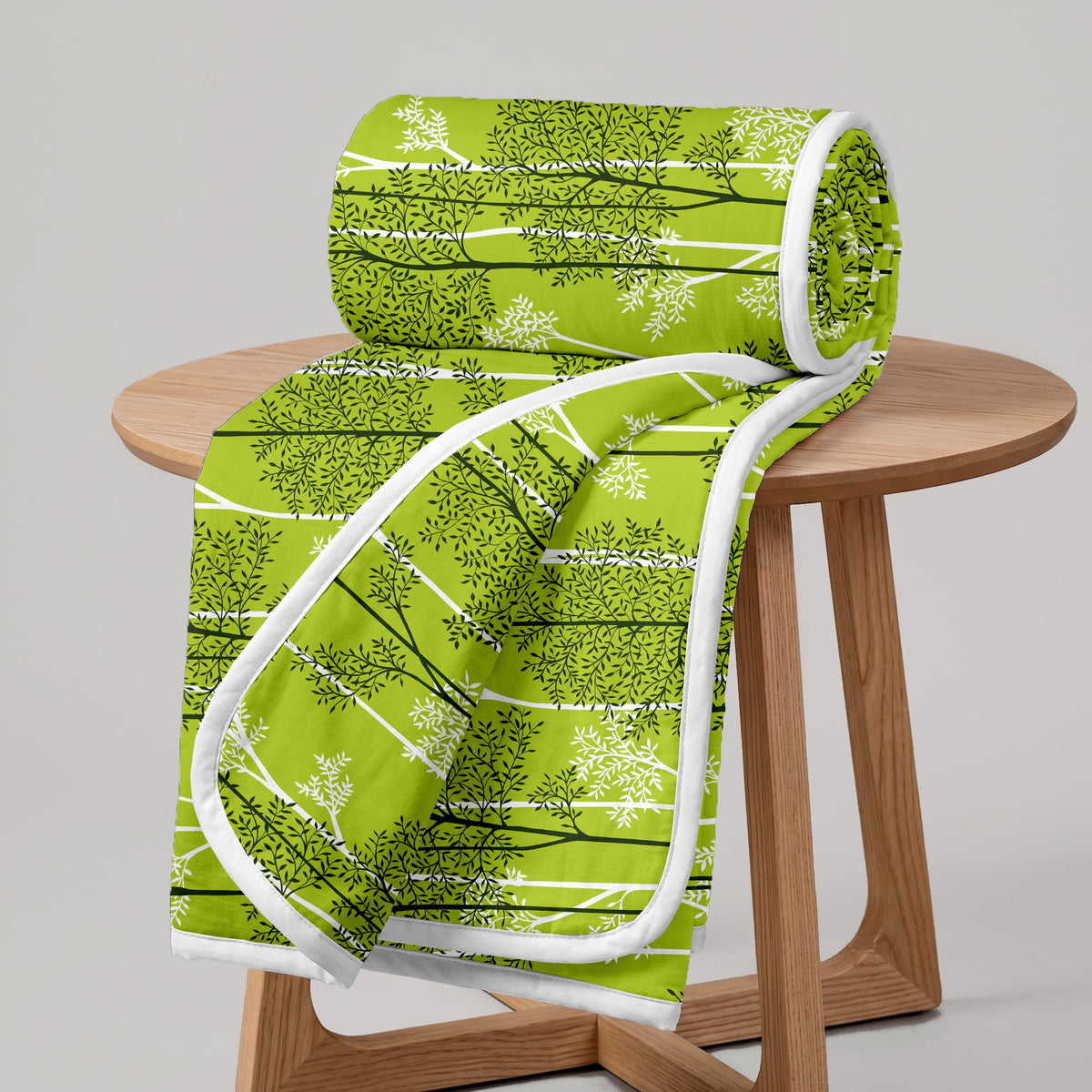 Divine Casa Glace Cotton 120 GSM Reversible Lightweight Printed Double Bed AC Dohar Blanket Quilt  Green and Dark Green| TC  1