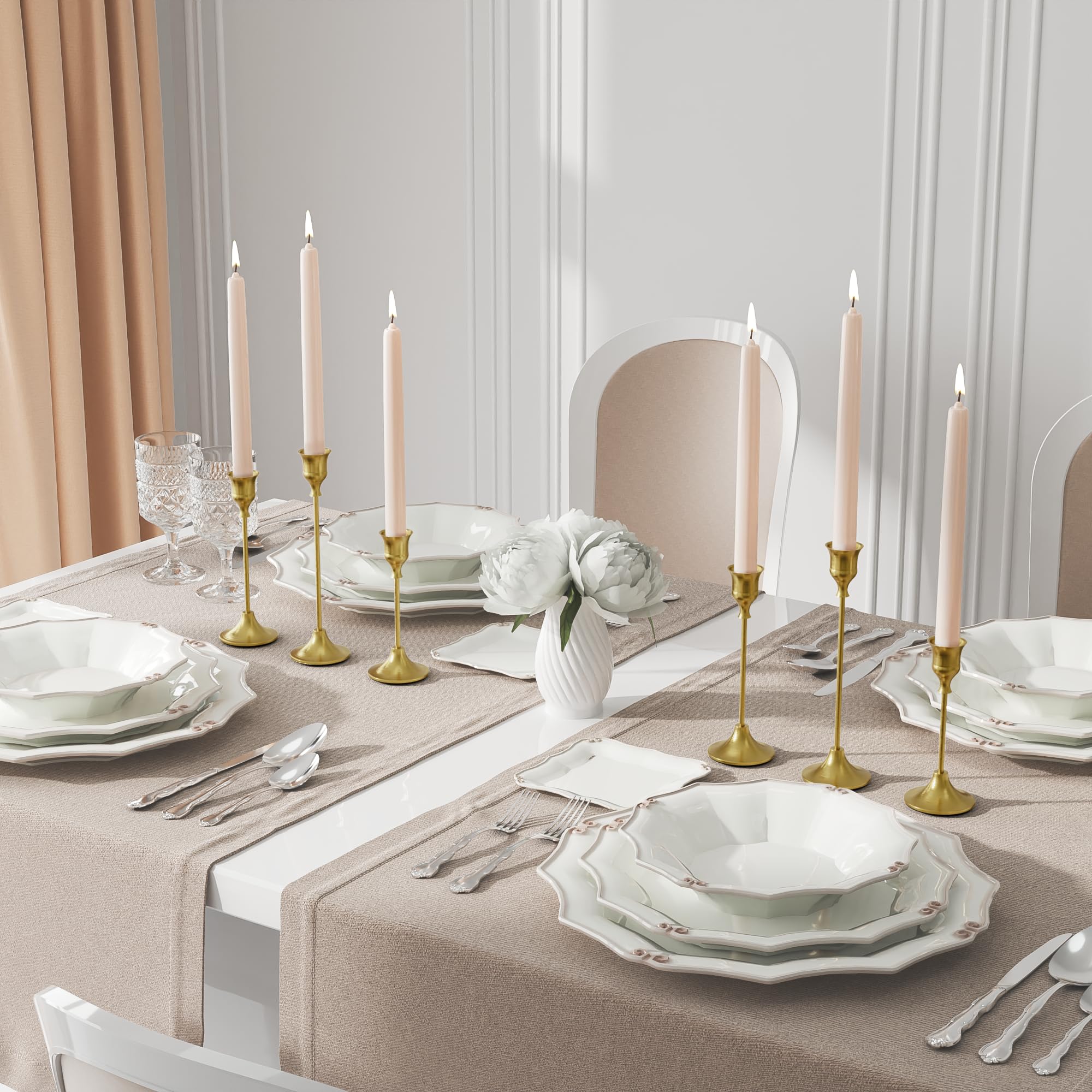 Nlbtw Set Of 6 Brass Gold Candle Holders For Taper, Vintage Candlestick Holder Decorative Metal Candle Sticks Home Decor Centerp