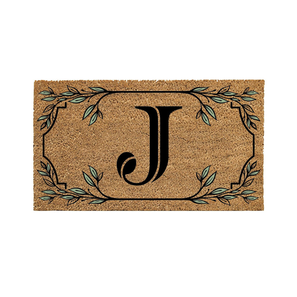 Evergreen Monogram Coir Doormat | Letter J | Front Door Mat For Outdoor Indoor Entrance | 28X16 Inches | Non-Slip Backing Doorwa