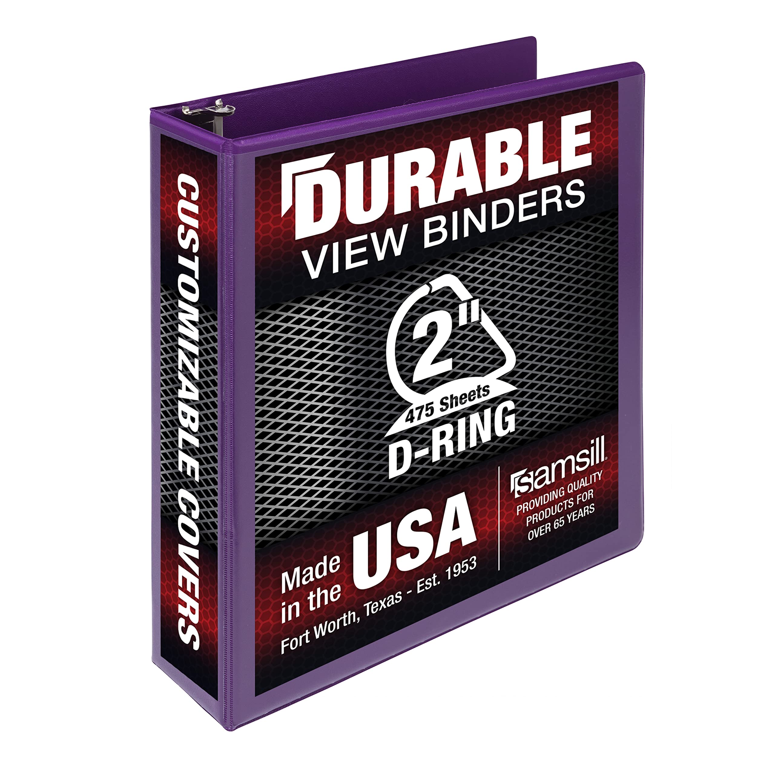 Samsill Durable 2 Inch Binder, Made In The Usa, D Ring Binder, Customizable Clear View Cover, Purple, Holds 475 Pages