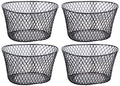 Small Metal Rectangular, Oval and Round Wire Baskets with or without Handles, Black and White, 4-ct Sets (Oval Black Without Han