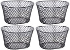 Small Metal Rectangular, Oval and Round Wire Baskets with or without Handles, Black and White, 4-ct Sets (Oval Black Without Han