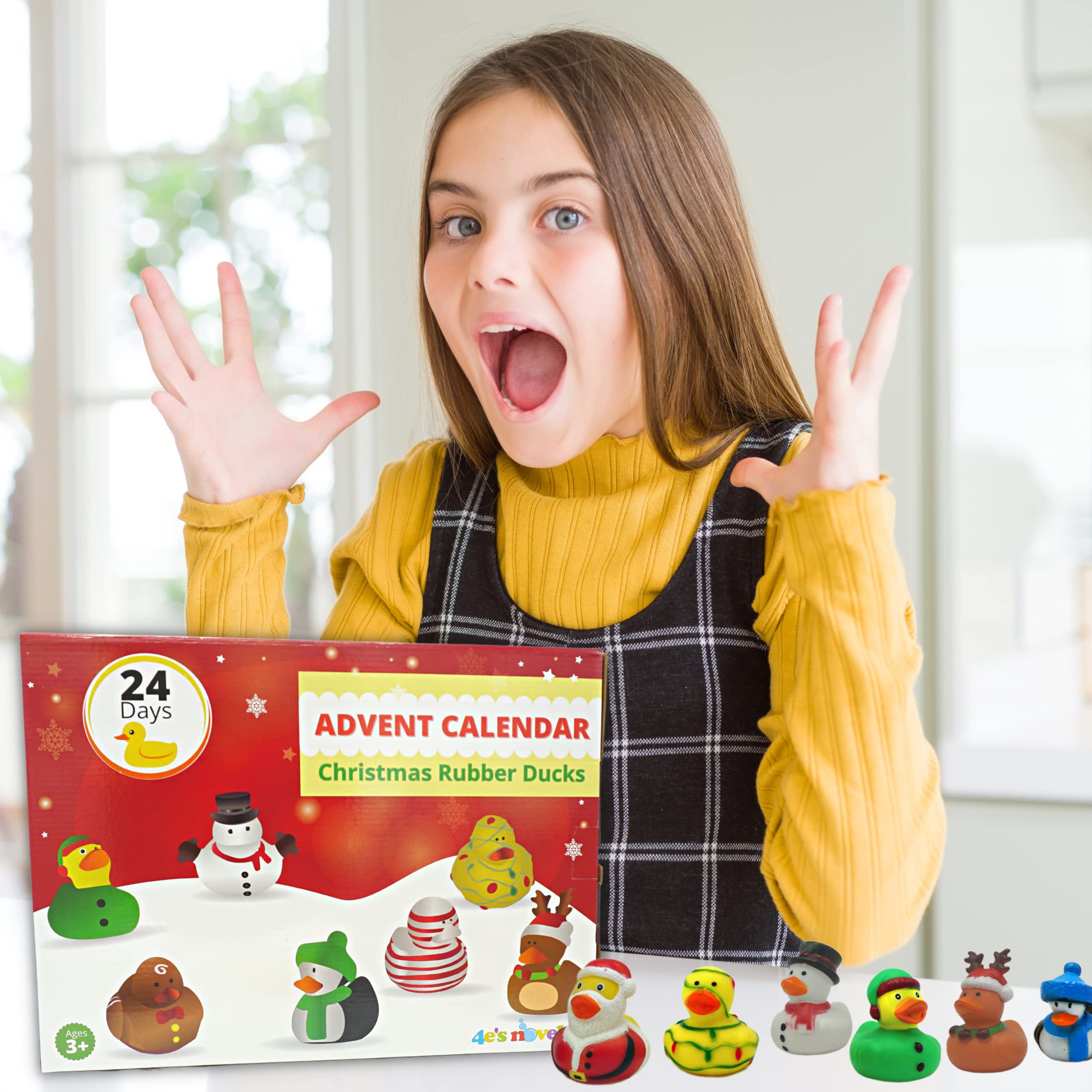 Christmas Advent Calendar 2024 With Christmas Rubber Ducks For Kids & Toddlers, 24 Days Christmas Countdown Calendar Toy & Gifts
