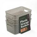 BINO | Plastic Storage Baskets, 5.5 Liter  3 Pack, Natural Grey | THE WOVEN COLLECTION | Storage Basket for Shelves | Woven Sto