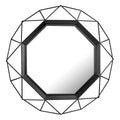 Stonebriar Decorative Black 28.3 Geometric Metal Wire Frame Hanging Wall Mirror with Mounting Brackets, Modern Decor for the Liv
