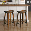 Lexicon Finnian Saddle Wood Bar Stool (Set of 2), 28.5 SH, Distressed Cherry