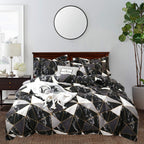 Clothknow Black Marble Comforter Set Full Geometric Bedding Comforter Men Boys Bed Comforter White Grey Triangle Bedding Comforter 3Pcs Black Comforter Sets Full Size