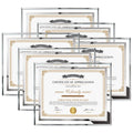 Hoikwo 8.5x11 Picture Frames, 6 Packs Silver Glass Certificate Frames for Document Diploma Award, Bling Picture Frames Only for 