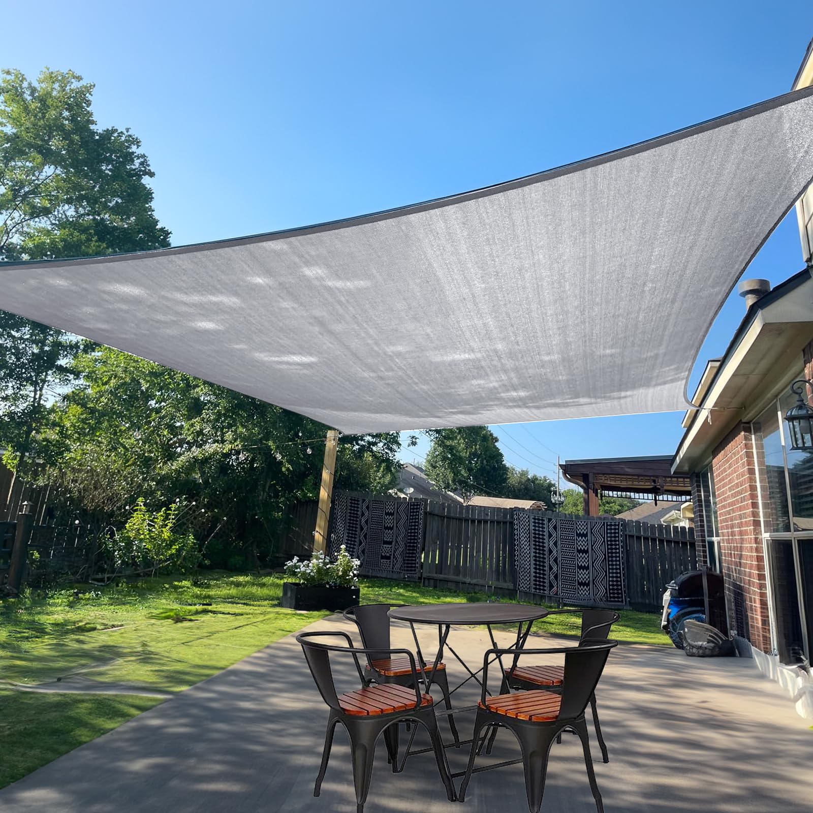 Sunlax Sun Shade Sail 20' X 23' Silver Rectangle Canopy Sail Shade Cover Uv Block Permeable Sunshade Outdoor For Patio Backyard