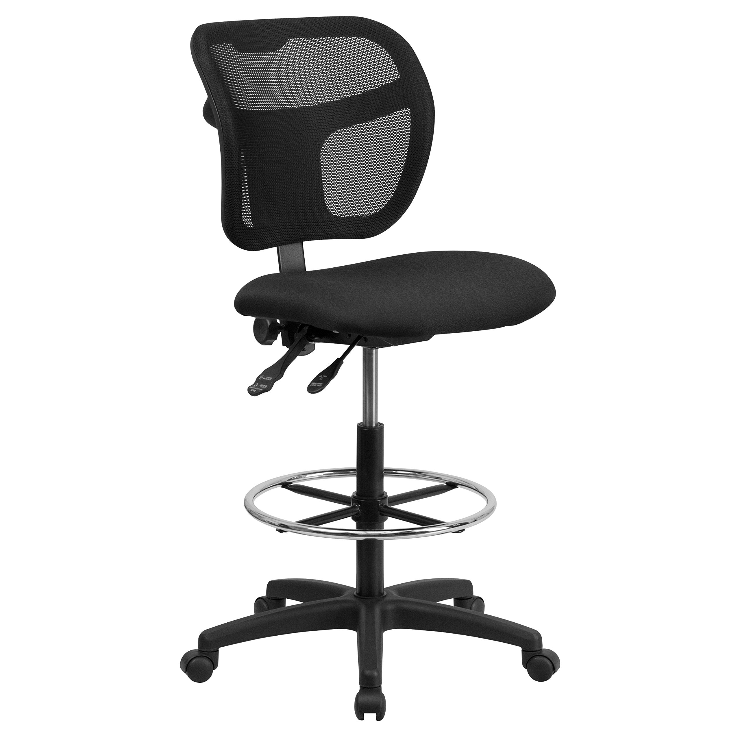Flash Furniture Regina Mid-Back Black Mesh Drafting Chair with Back Height Adjustment