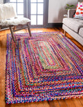 Unique Loom Braided Chindi Collection Area Rug - Layer (6 1 x 9 Rectangle, Multi/ Blue)