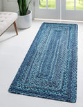 Unique Loom Braided Chindi Collection Area Rug - Layer (2 6 x 6 1 Runner, Blue/ Navy Blue)