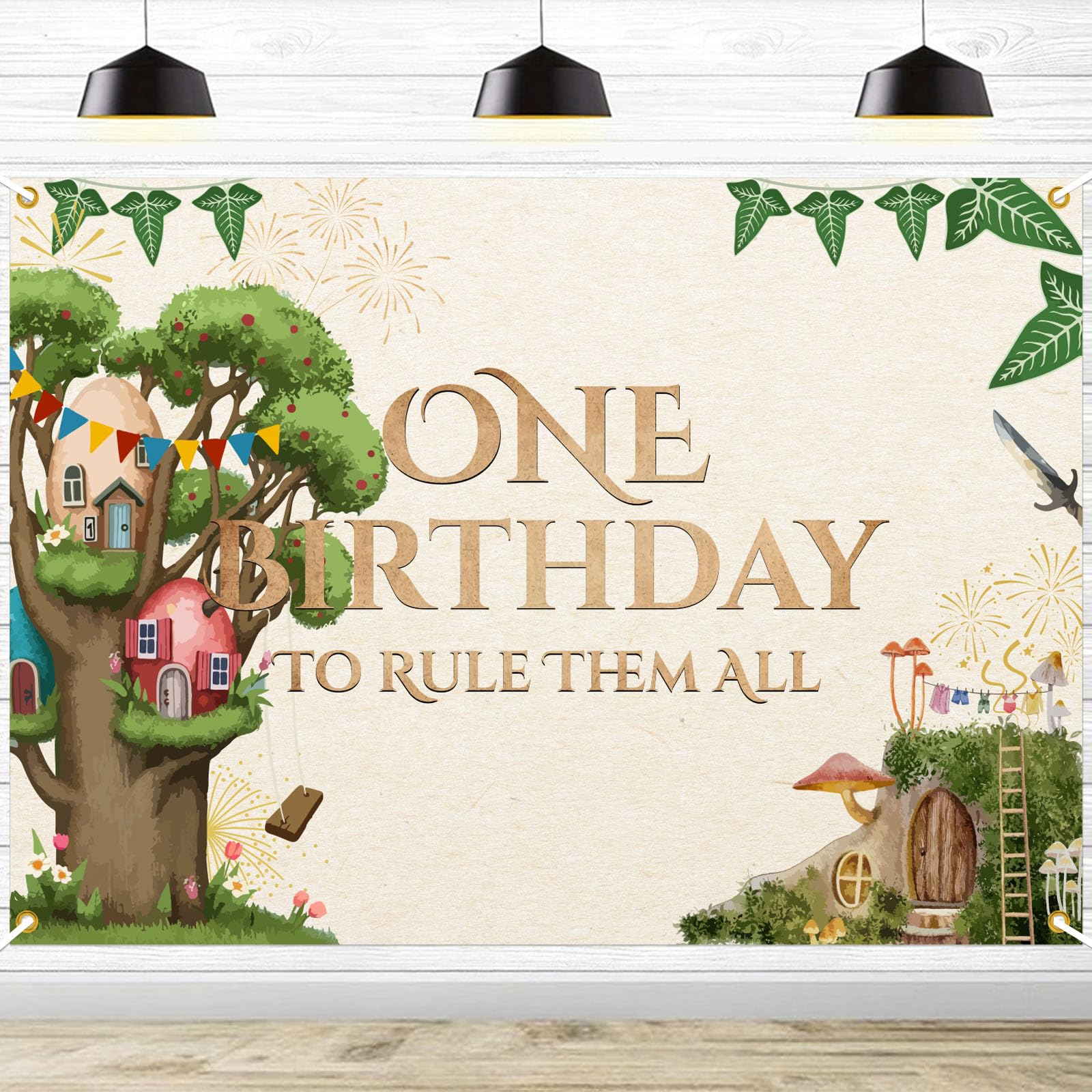One Birthday to Rule Them All Backdrop Banner, Fantasy 1st Birthday Party Decorations Background, Magical 1st Bday Baby Hobbitco