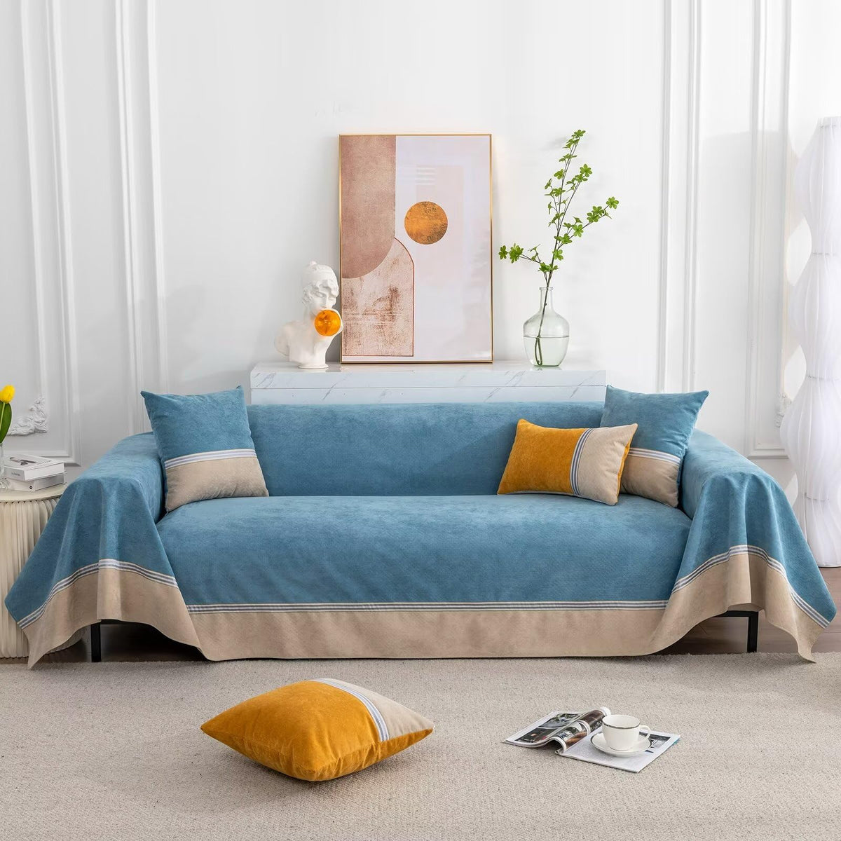 VClife Modern French Terry Couch Cover Non Slip Water Resistant Sofa Slipcover Dog Cat Solid Color Futon Cover Loveseat Protecto