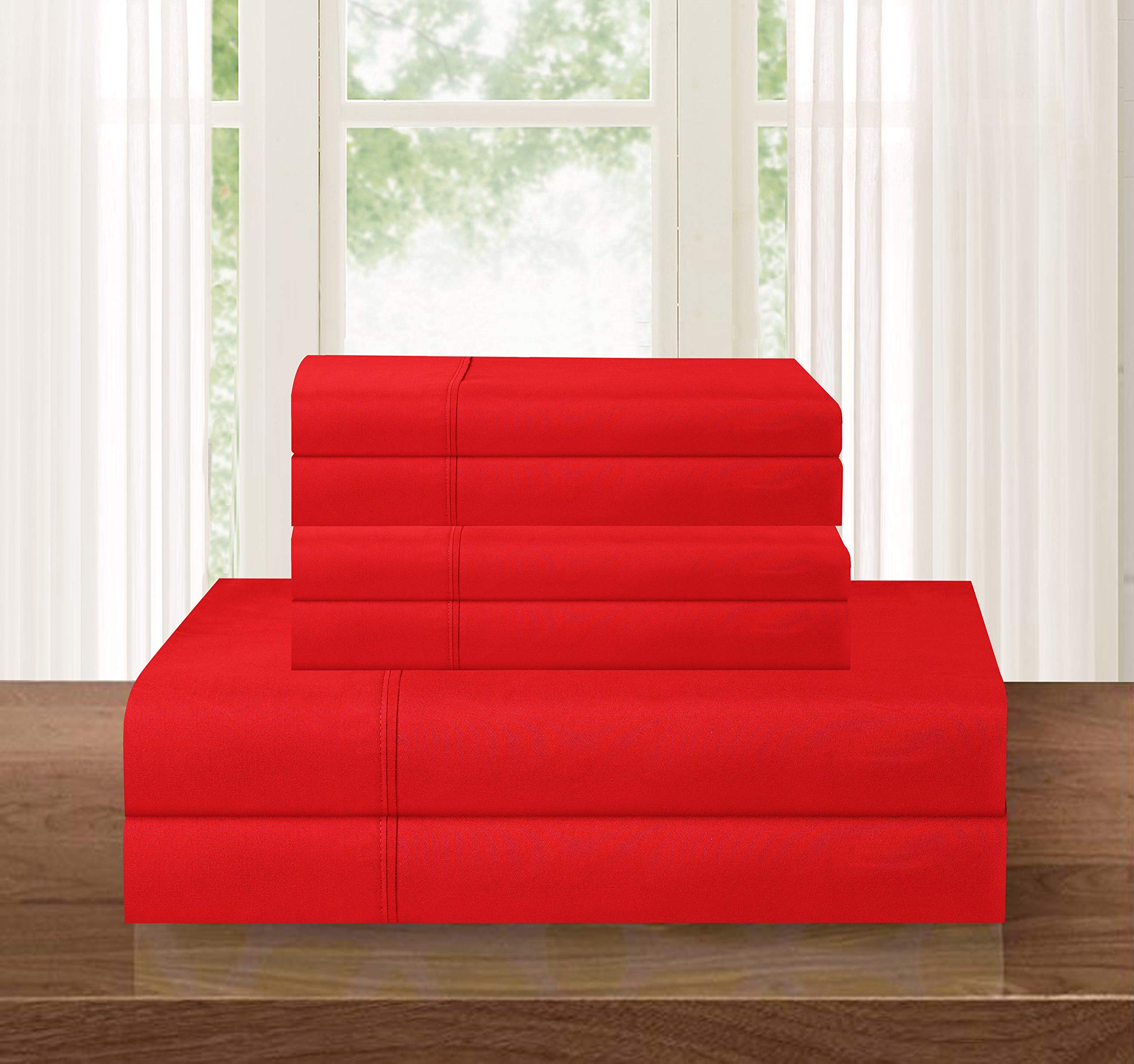 Elegant Comfort Luxury Soft 1500 Thread Count Egyptian 6-Piece Premium Hotel Quality Wrinkle And Fade Resistant Cozy Bedding Set