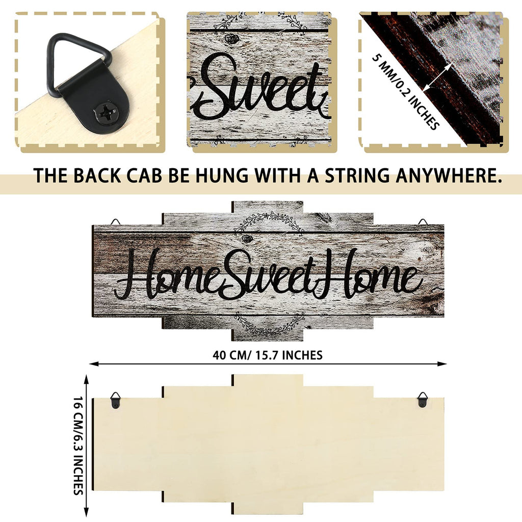 Jetec Home Sweet Home Sign, Rustic Wood , Large Farmhouse Home Plaque Wall Hanging Wooden Sign For Bedroom, Living Room, Wall, W