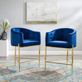 Modway Savour Tufted Performance Velvet Counter Stool Set Of 2, Navy
