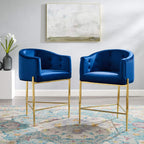 Modway Savour Tufted Performance Velvet Counter Stool Set Of 2, Navy