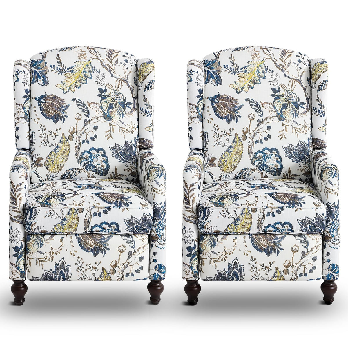 Consofa Wingback Recliner Chair, Traditional Push Back Recliner Chair With Padded Seat, Upholstered Wingback Chair, Mid Century