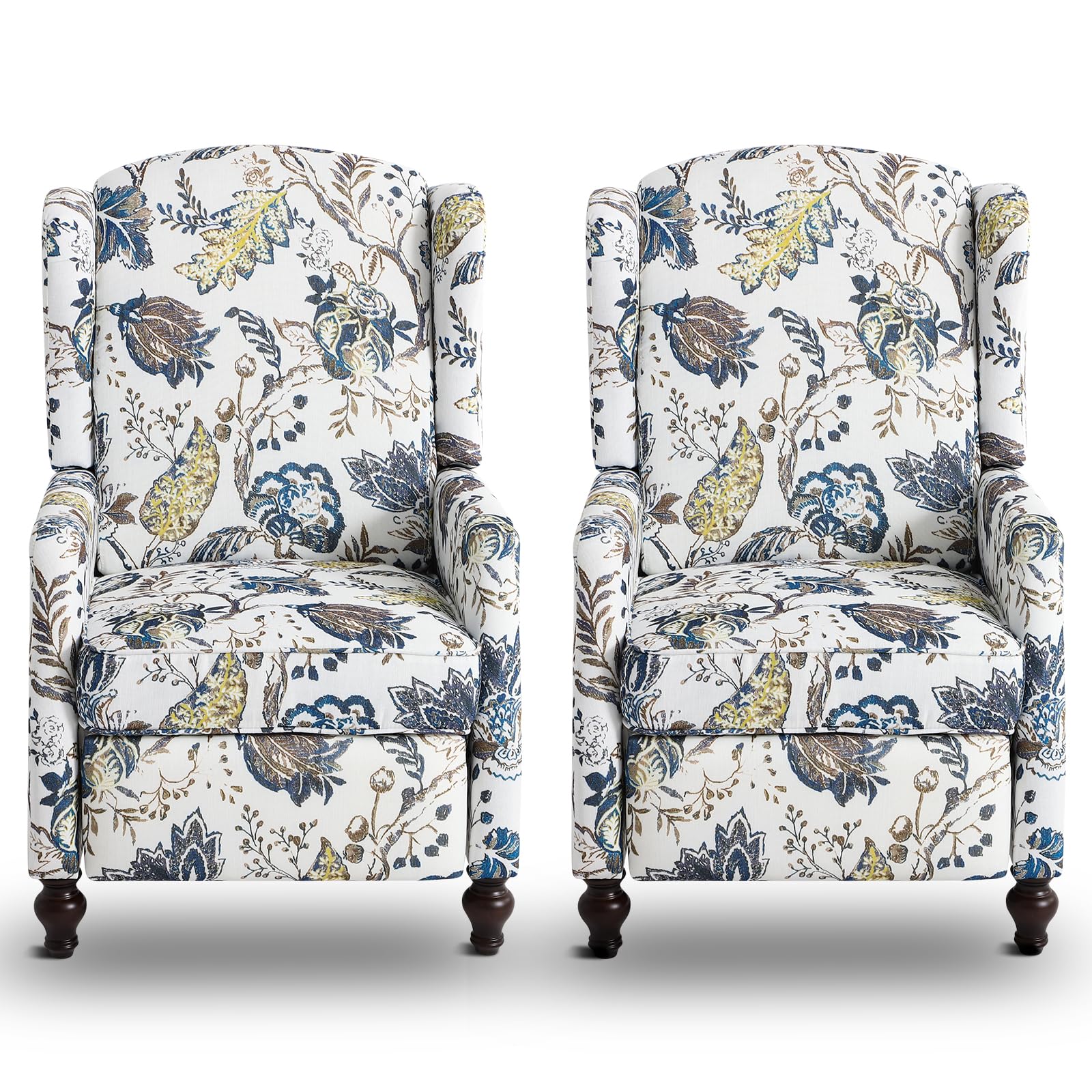Consofa Wingback Recliner Chair, Traditional Push Back Recliner Chair With Padded Seat, Upholstered Wingback Chair, Mid Century