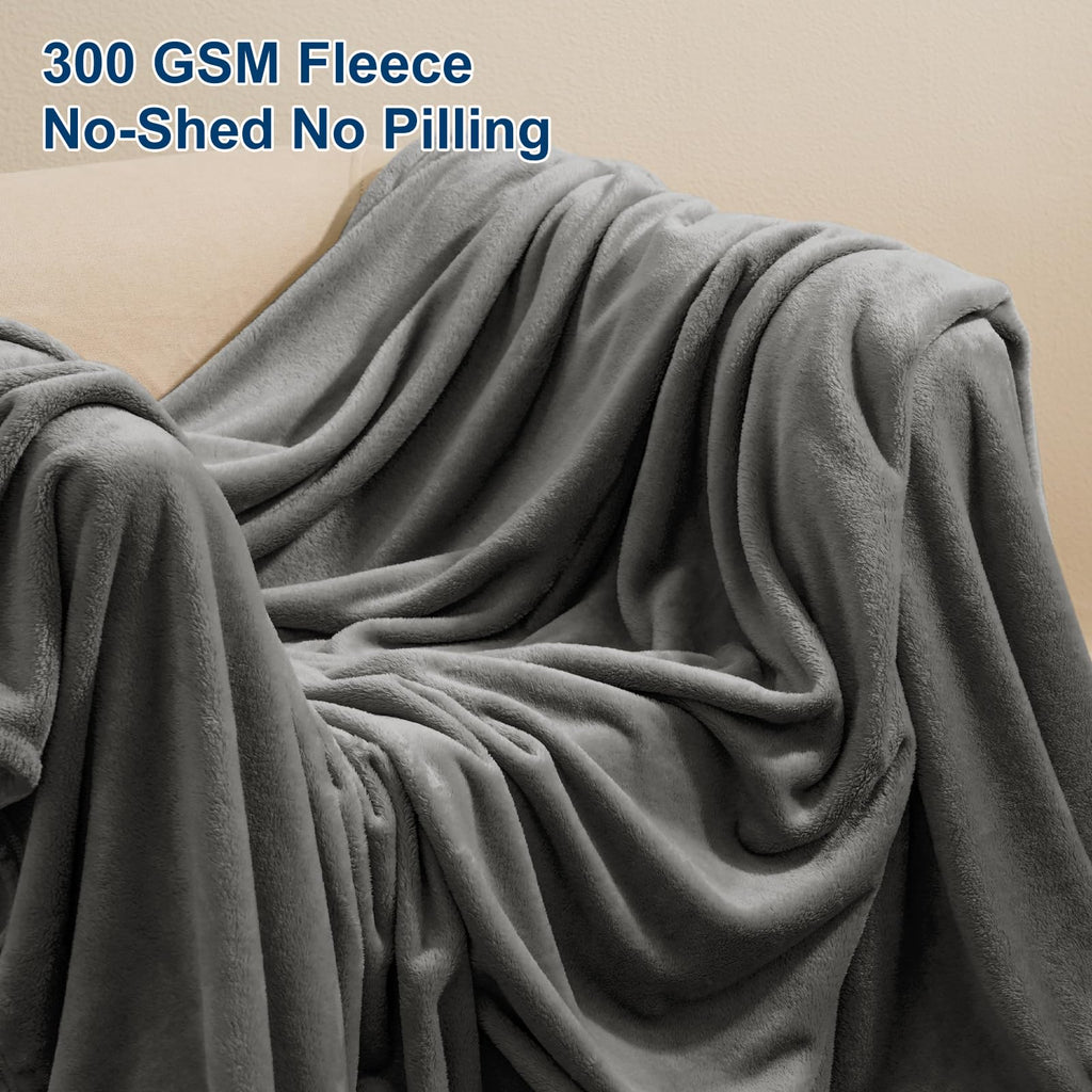 Phf Ultra Soft Fleece Blanket Twin Size, No Shed No Pilling Luxury Plush Cozy 300Gsm Lightweight Blanket For Bed, Couch, Chair, Sofa Suitable For All Season, 66' X 90', Dark Grey