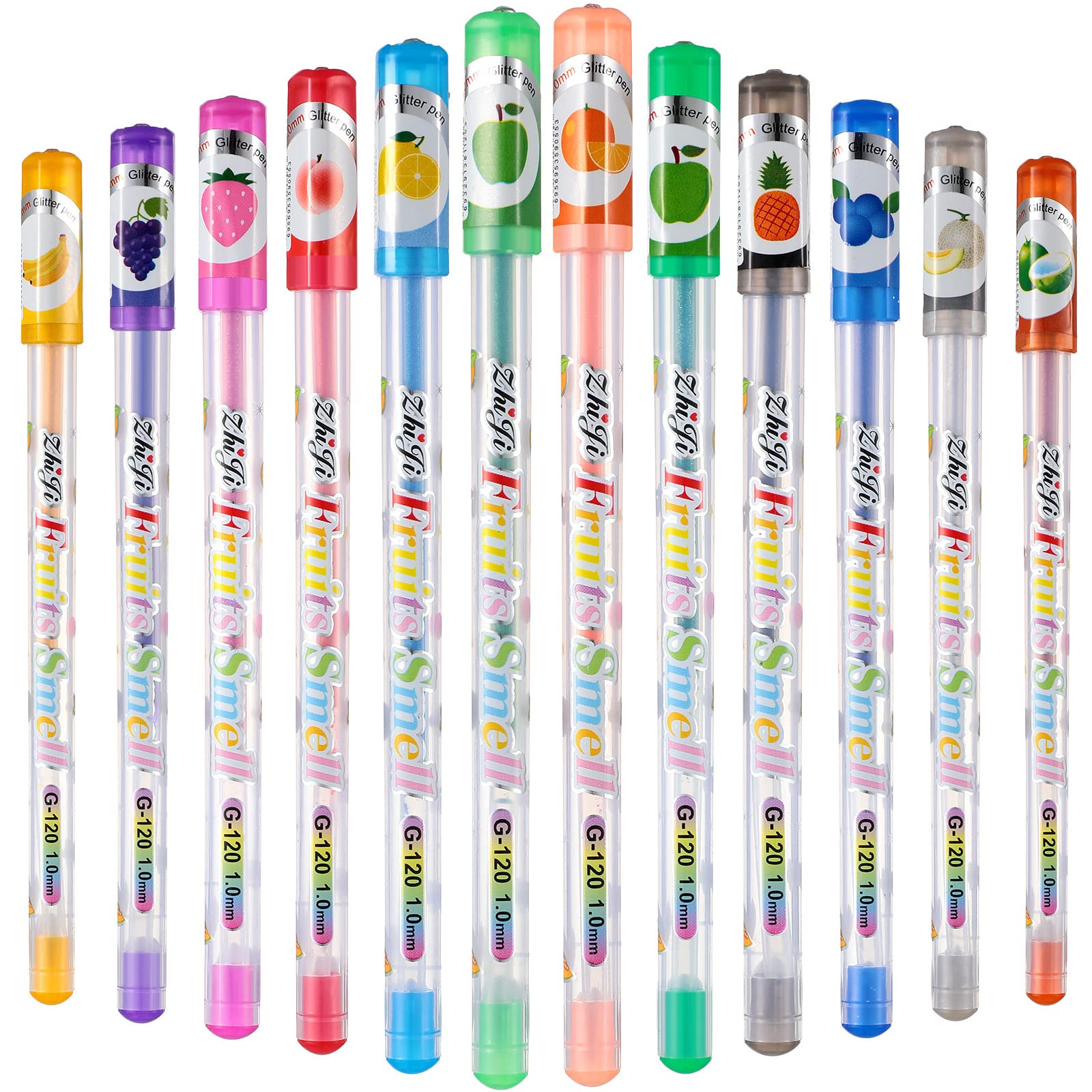 36 Pcs Scented Glitter Color Pen Multicolor Fun Pens Smooth Writing Pen Stationary Kit Cute Scented Pens Smell Good Pens Fruit F